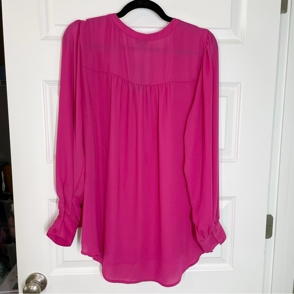 New Torrid Harper Georgette Pullover Puff Sleeve Blouse in Fuchsia Size 0 Large - Picture 9 of 10